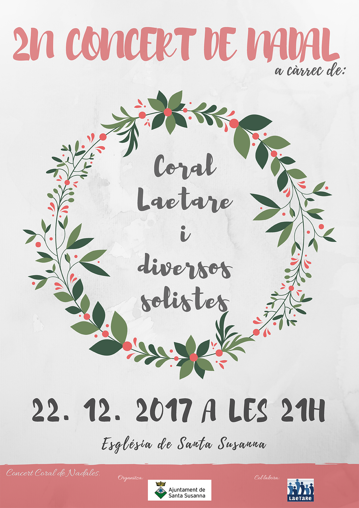 2n concert de Nadal a càrrec de la Coral Laetare i diversos solistes.
