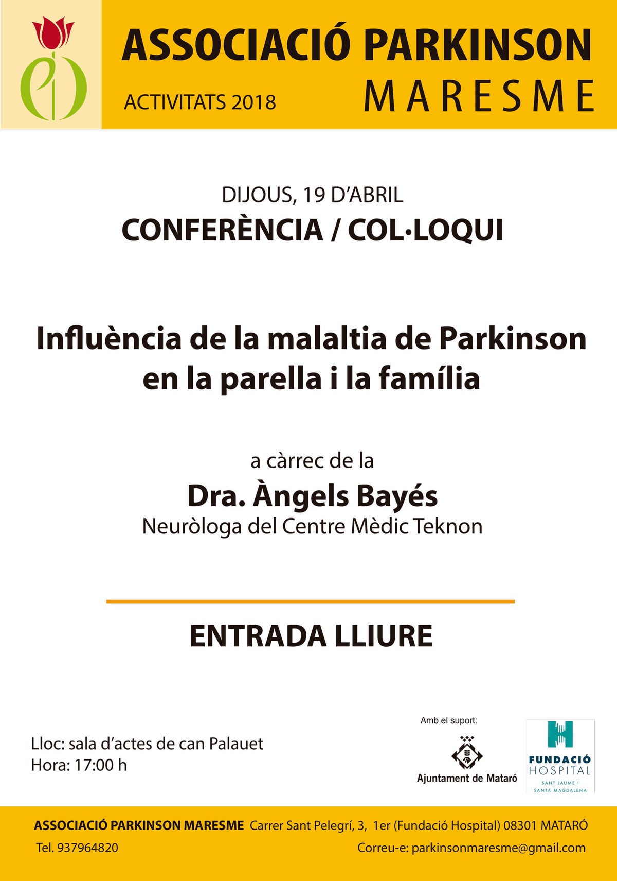 Conferència: Influència de la malaltia de Parkinson en la parella i la família.