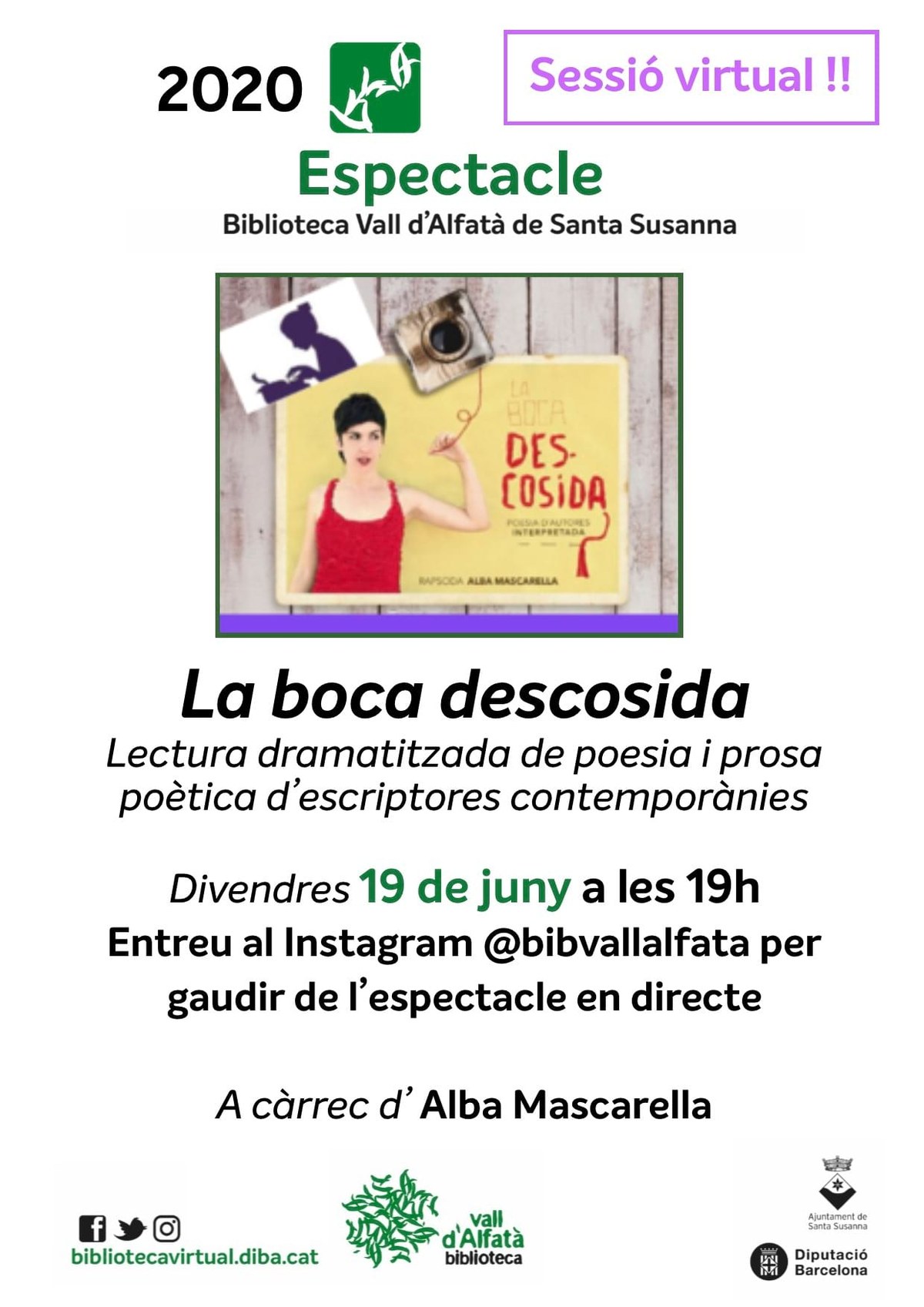 Espectacle de poesia a la Biblioteca Vall d'Alfatà - "La Boca Descosida".