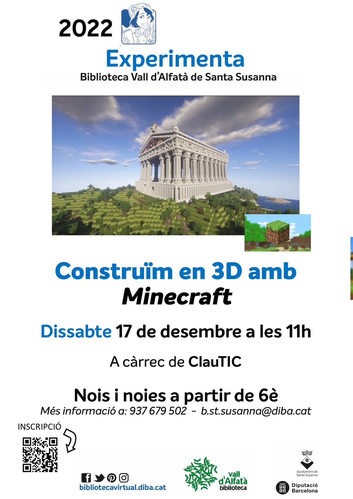 Experimenta: "Contruïm en 3D amb Minecraft".