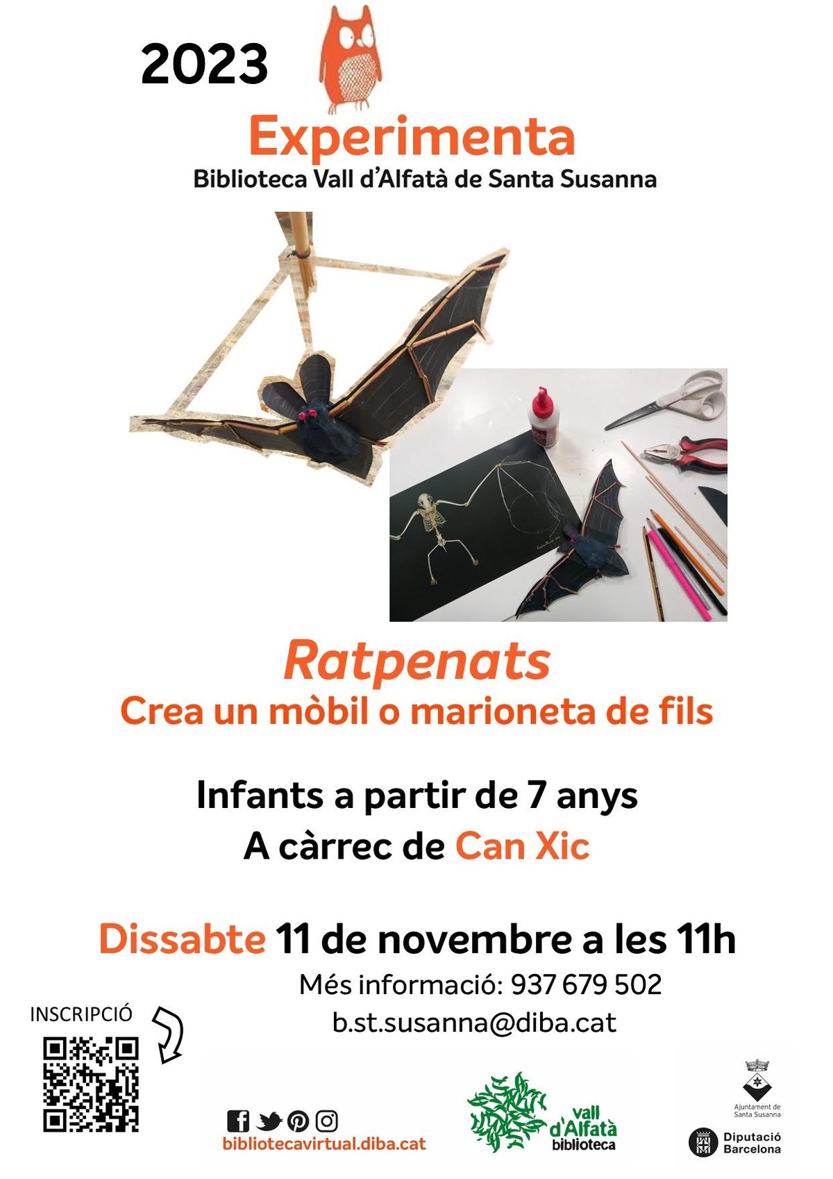 Experimenta: Ratpenats, crea un mòbil o marioneta de fils.