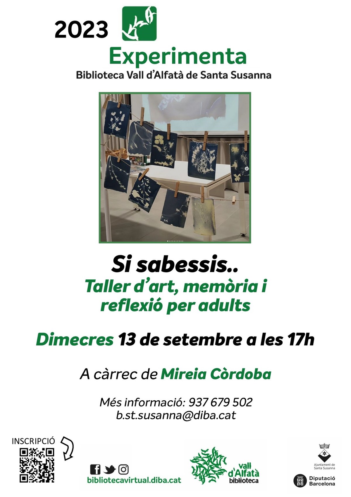 Experimenta: "Si sabessis... Taller d'art, memòria i reflexió per adults".