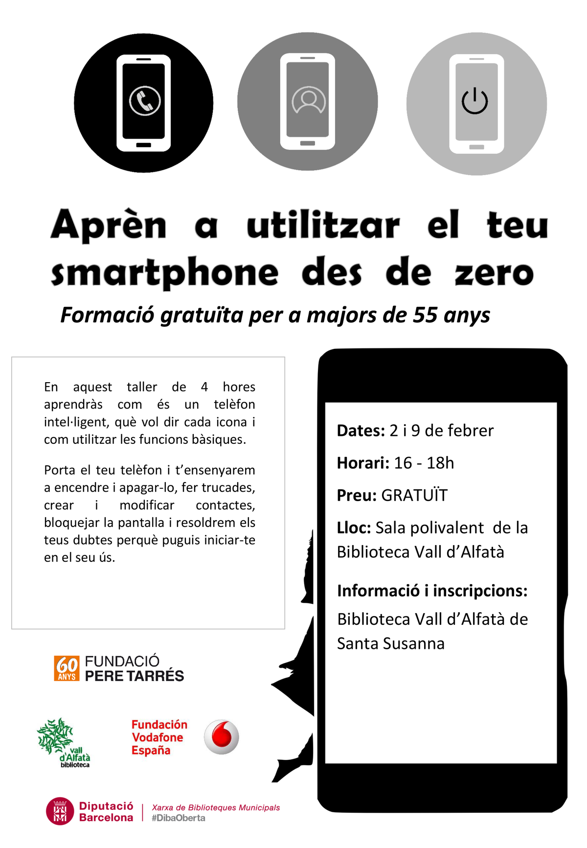 Formació sobre smartphones per a majors de 55 anys .