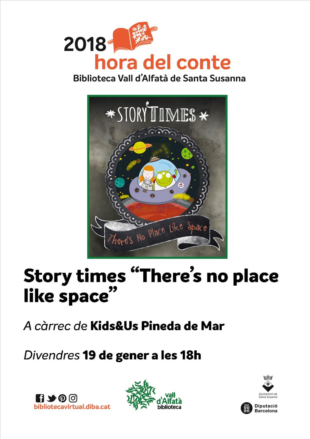 Hora del conte a càrrec de Kids&Us: Story times "There's no place like space".