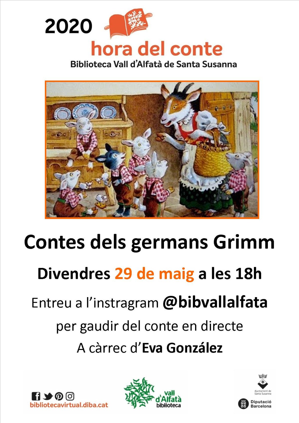 Hora del conte a la Biblioteca Vall d'Alfatà (online).