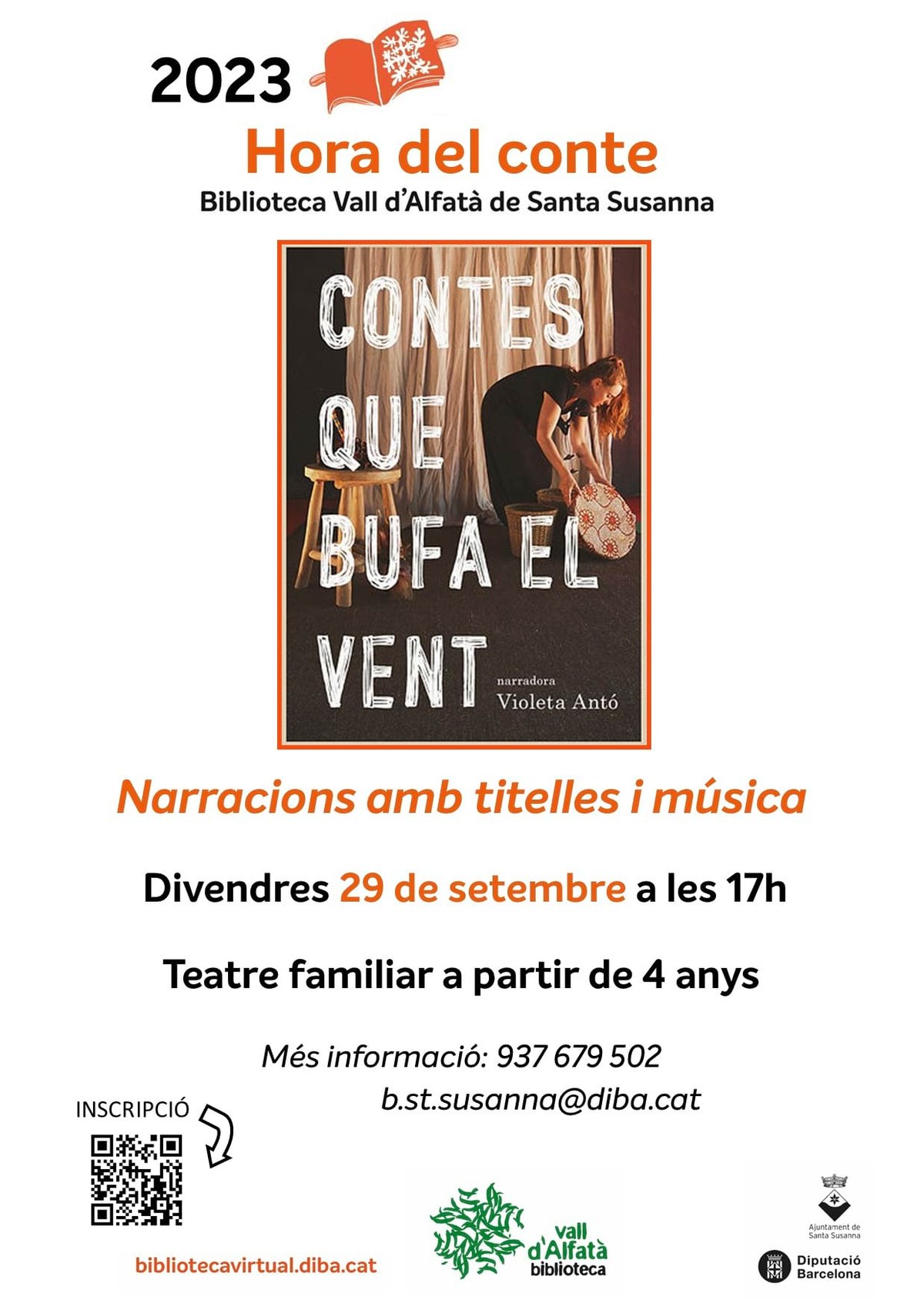 Hora del conte: Narracions amb titelles i música.