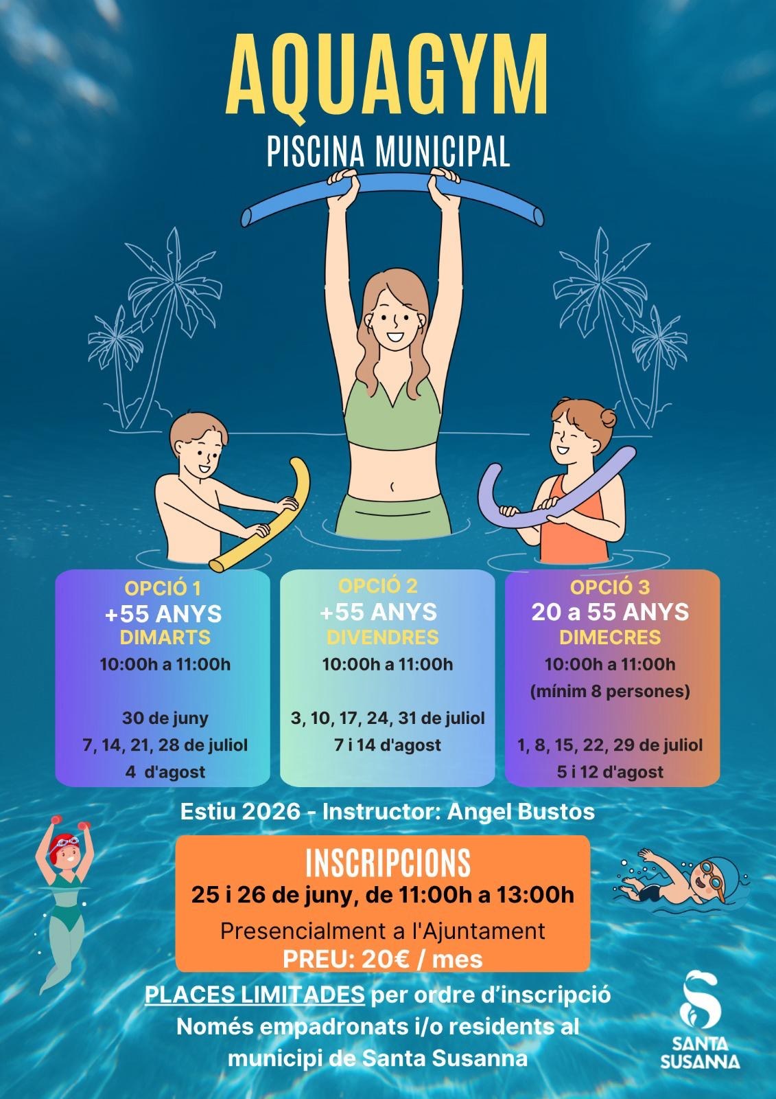 Inscripcions per a les sessions d’Aquagym d’estiu a la Piscina Municipal.