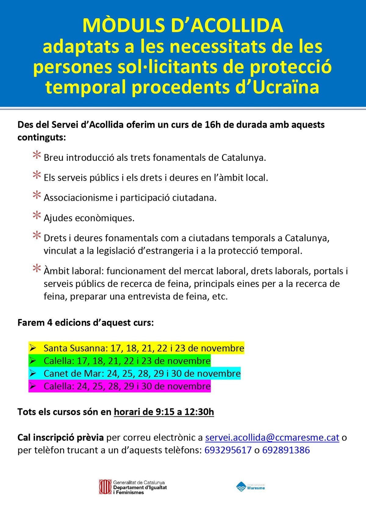 Mòduls d'acollida per a persones procedents d'Ucraïna.