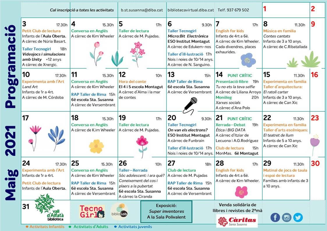 Programació maig - Biblioteca Vall d'Alfatà.