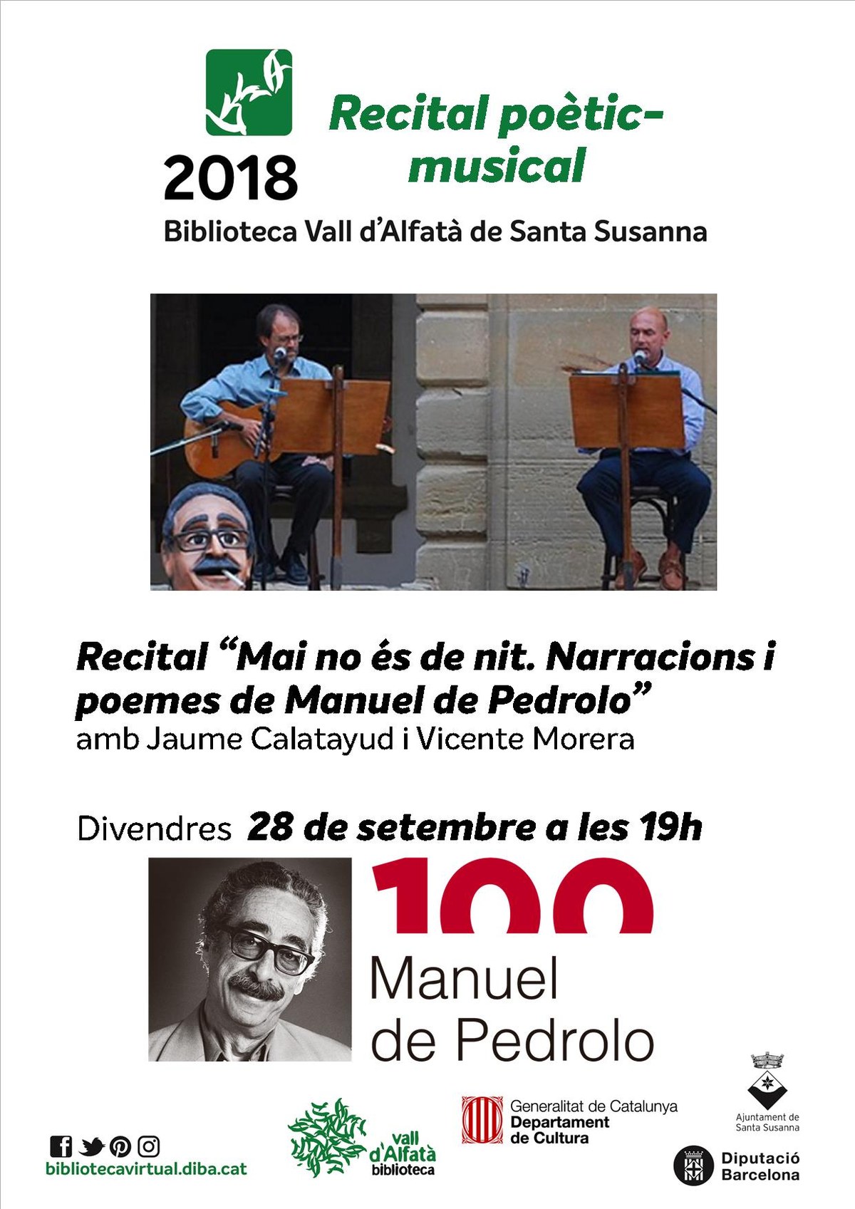 Recital "Mai no és de nit. Narracions i poemes de Manuel de Pedrolo".