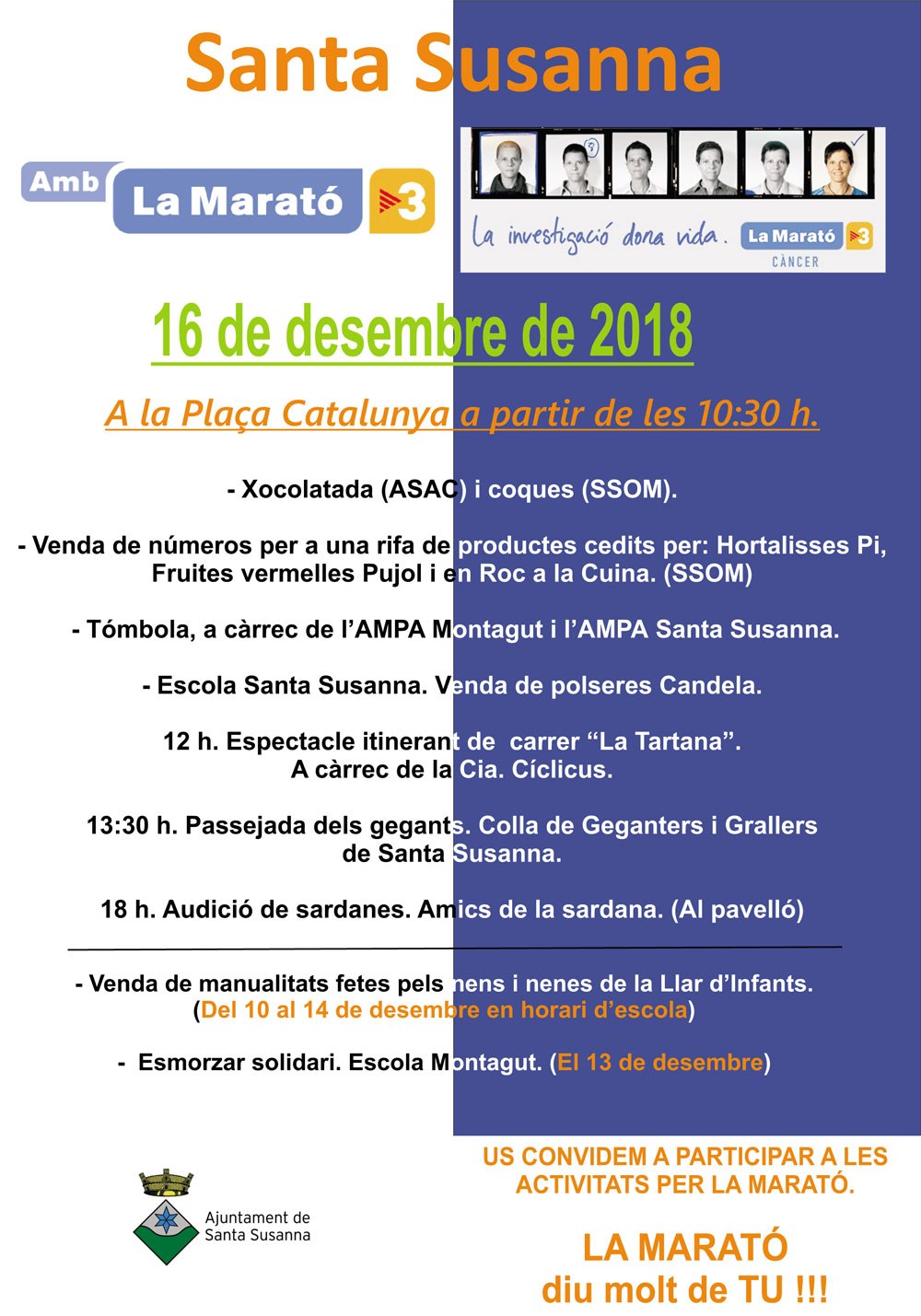 Santa Susanna amb La Marató: activitats programades .