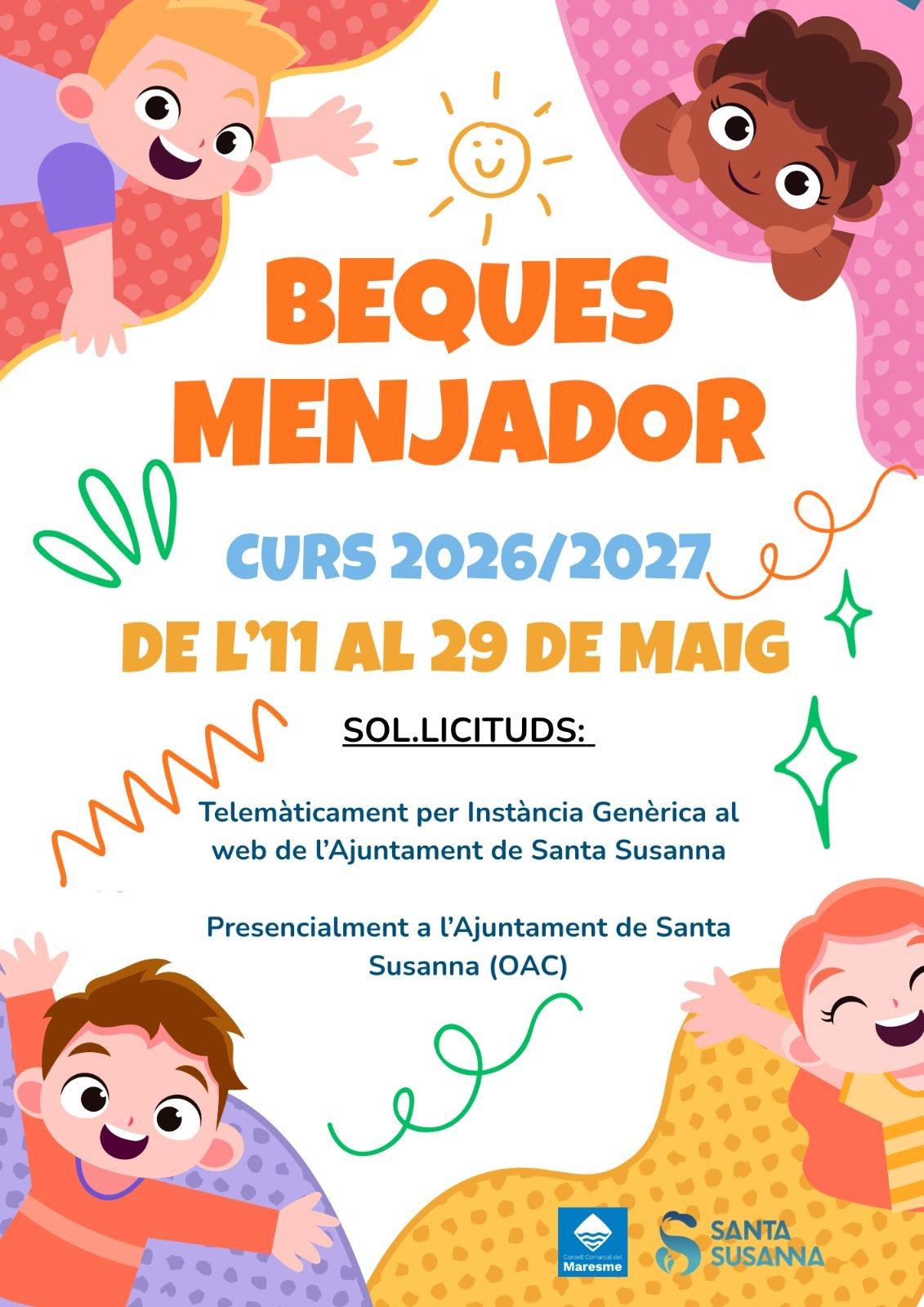 S'obre el període de sol·licitud de les Beques Menjador per al curs 2026/2027.