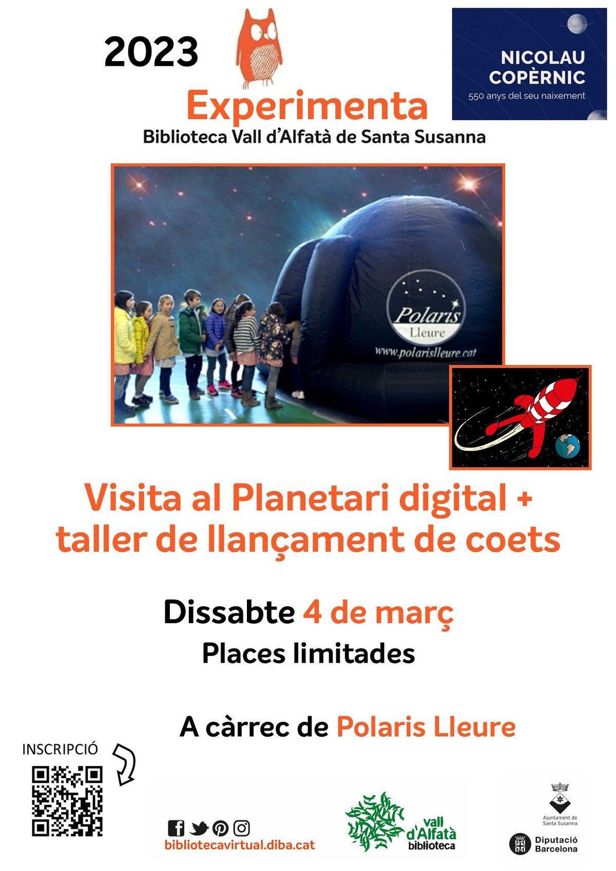 Visita al Planetari digital + taller de llançament de coets.