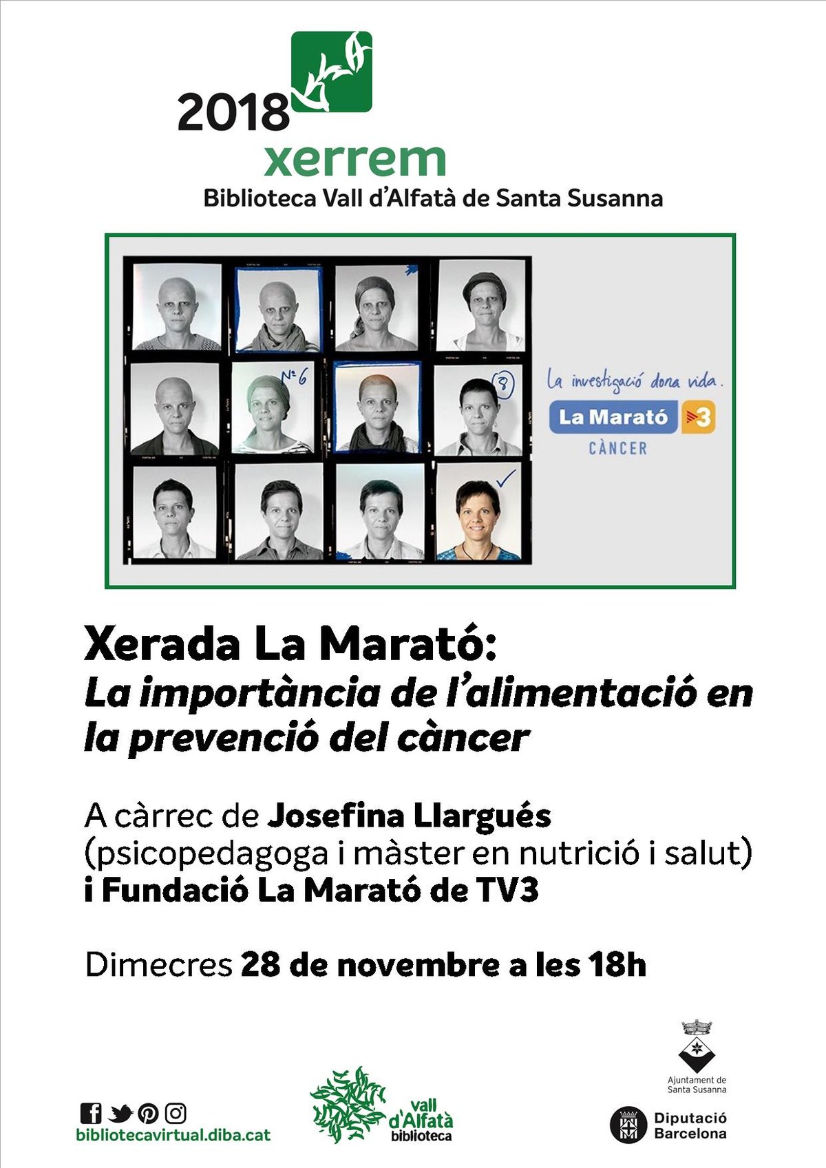 Xerrada La Marató: La importància de l'alimentació en la prevenció del càncer .