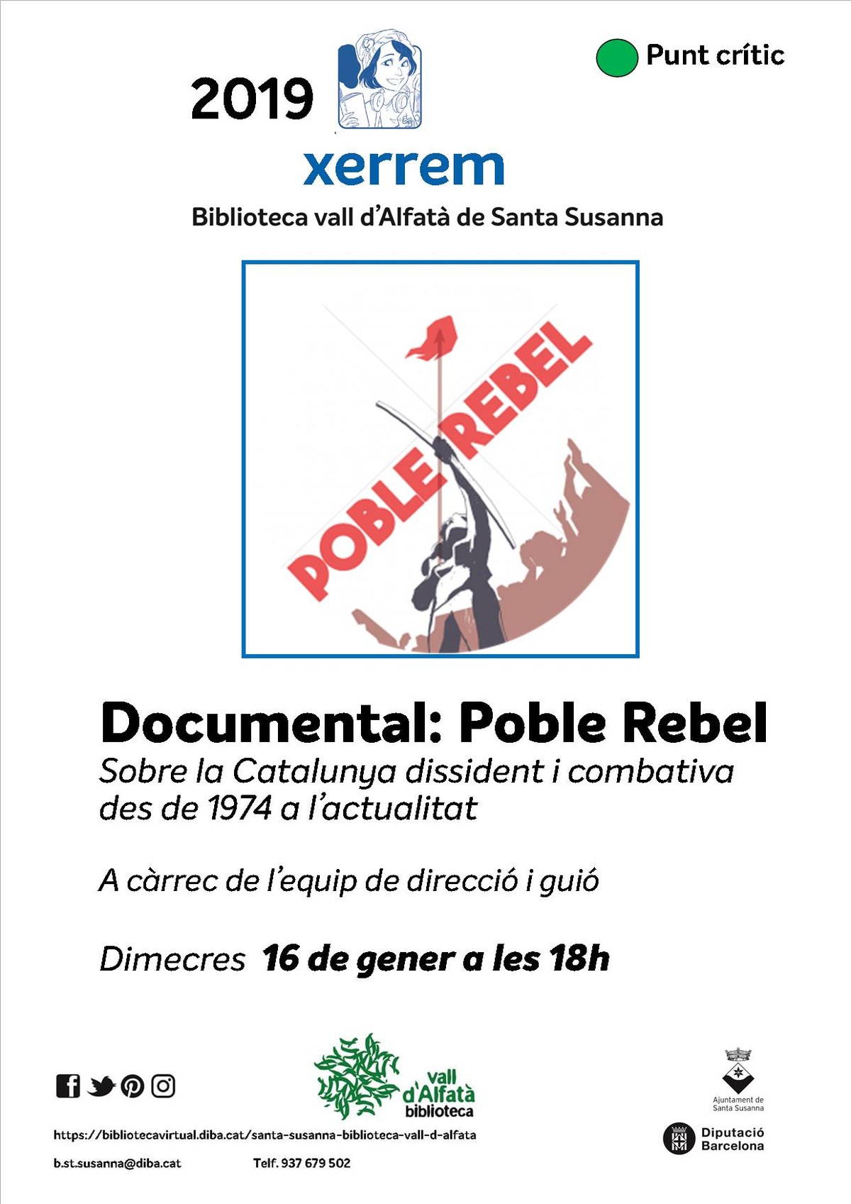 Xerrem amb el documental "Poble Rebel" a la Biblioteca Vall d'Alfatà.