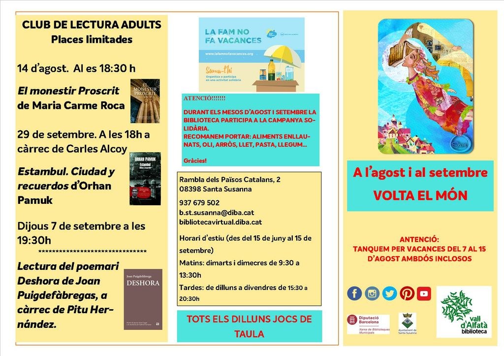  Programació d'estiu de la Biblioteca Vall d'Alfatà de Santa Susanna         .