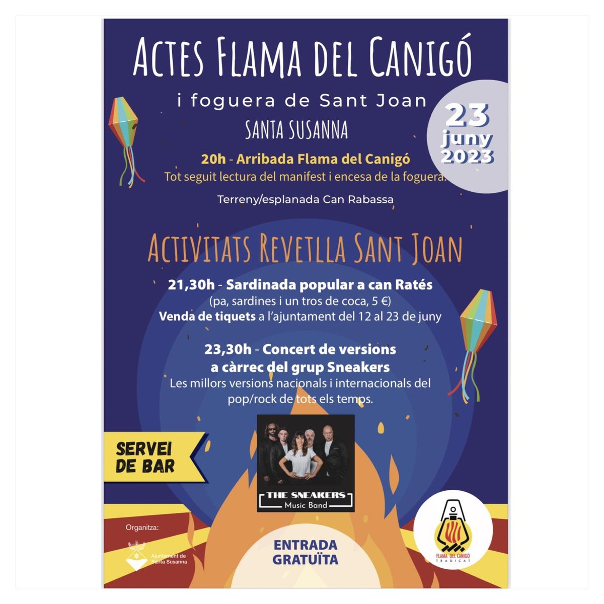 Actes Flama del Canigó i foguera de Sant Joan.