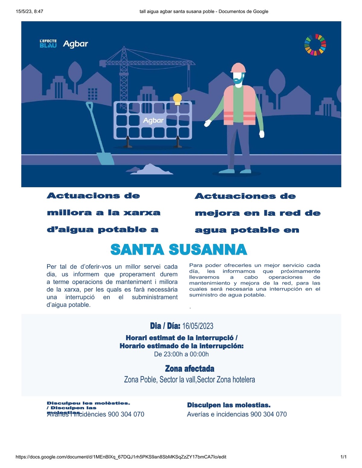 Actuacions de millora a la xarxa potable a Santa Susanna.