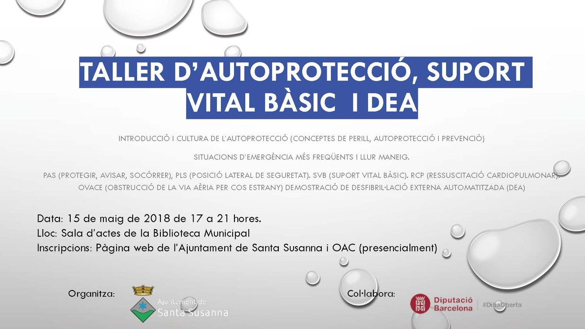 Apunta't al taller d'autoprotecció, suport vital bàsic i DEA.