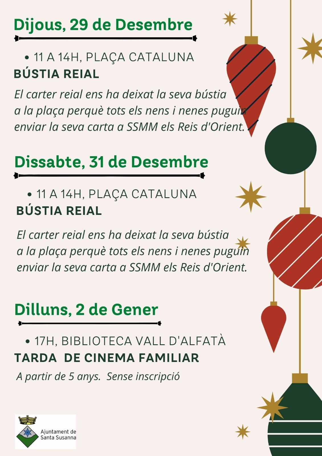 Calendari de les Festes de Nadal.