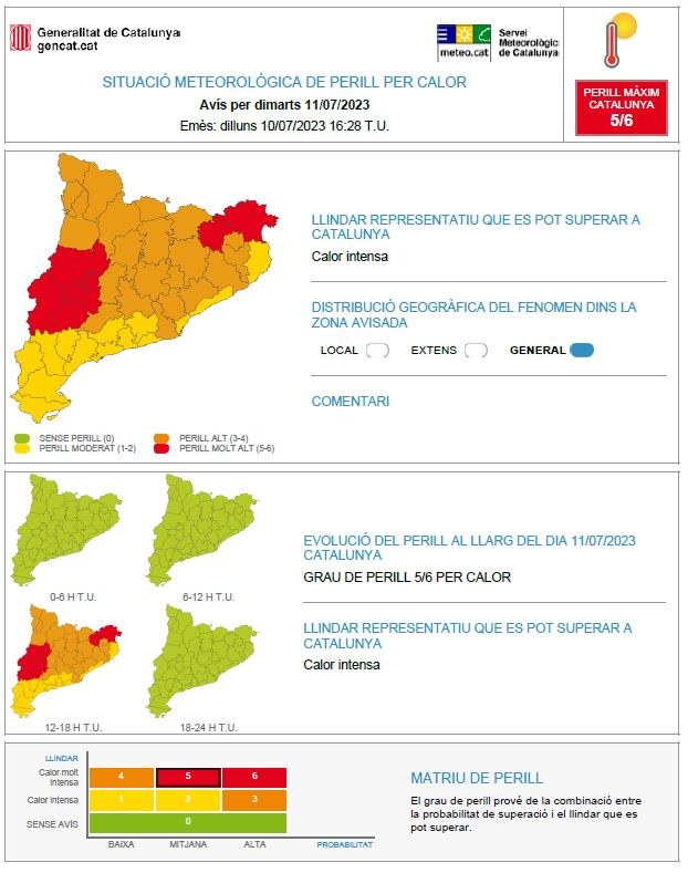 COMUNICAT D'ACTUALITZACIÓ DELA FASE D'ALERTA DEL PROCICATCALOR MOLT INTENSA I PER CALOR NOCTURNA INTENSA.