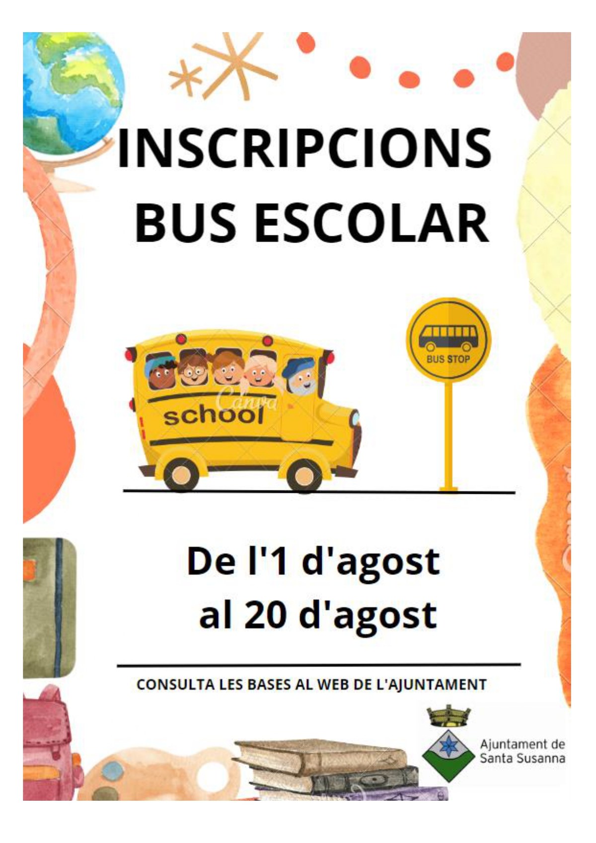 Convocatòria per a la sol.licitud d'atorgament de places del servei de bus escolar.