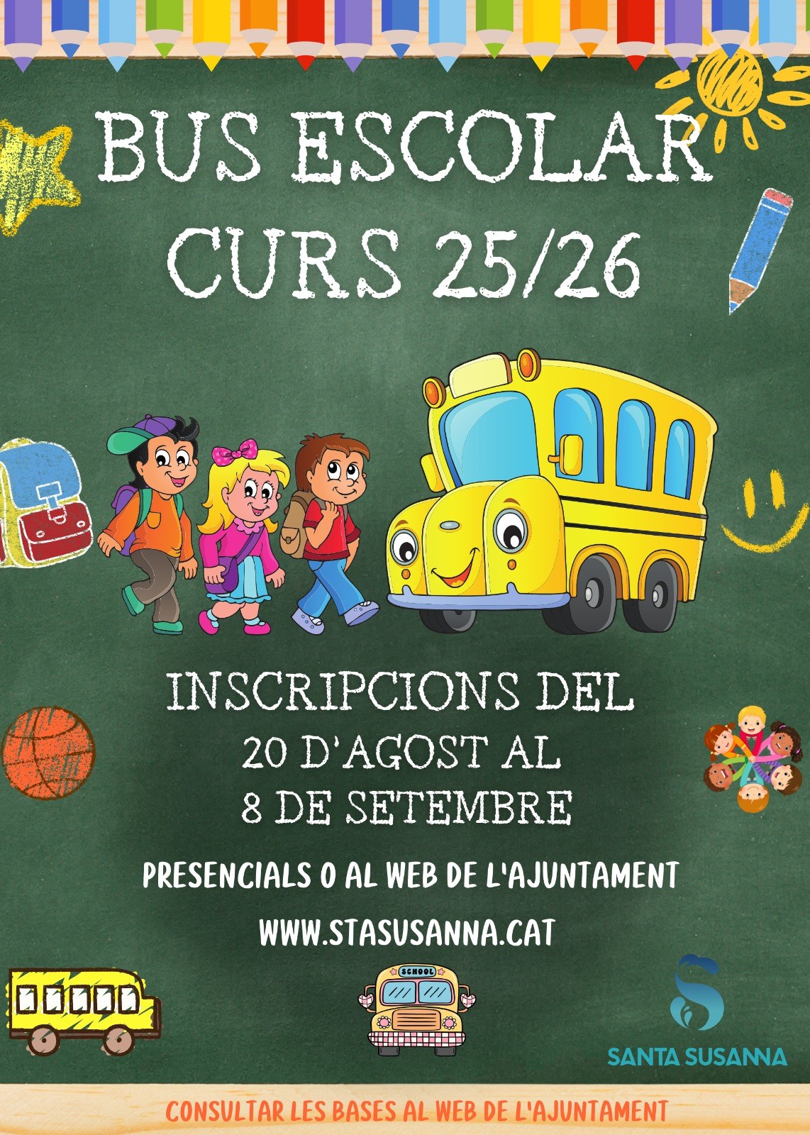 Convocatòria per a l’atorgament de places del Servei de Bus Escolar.