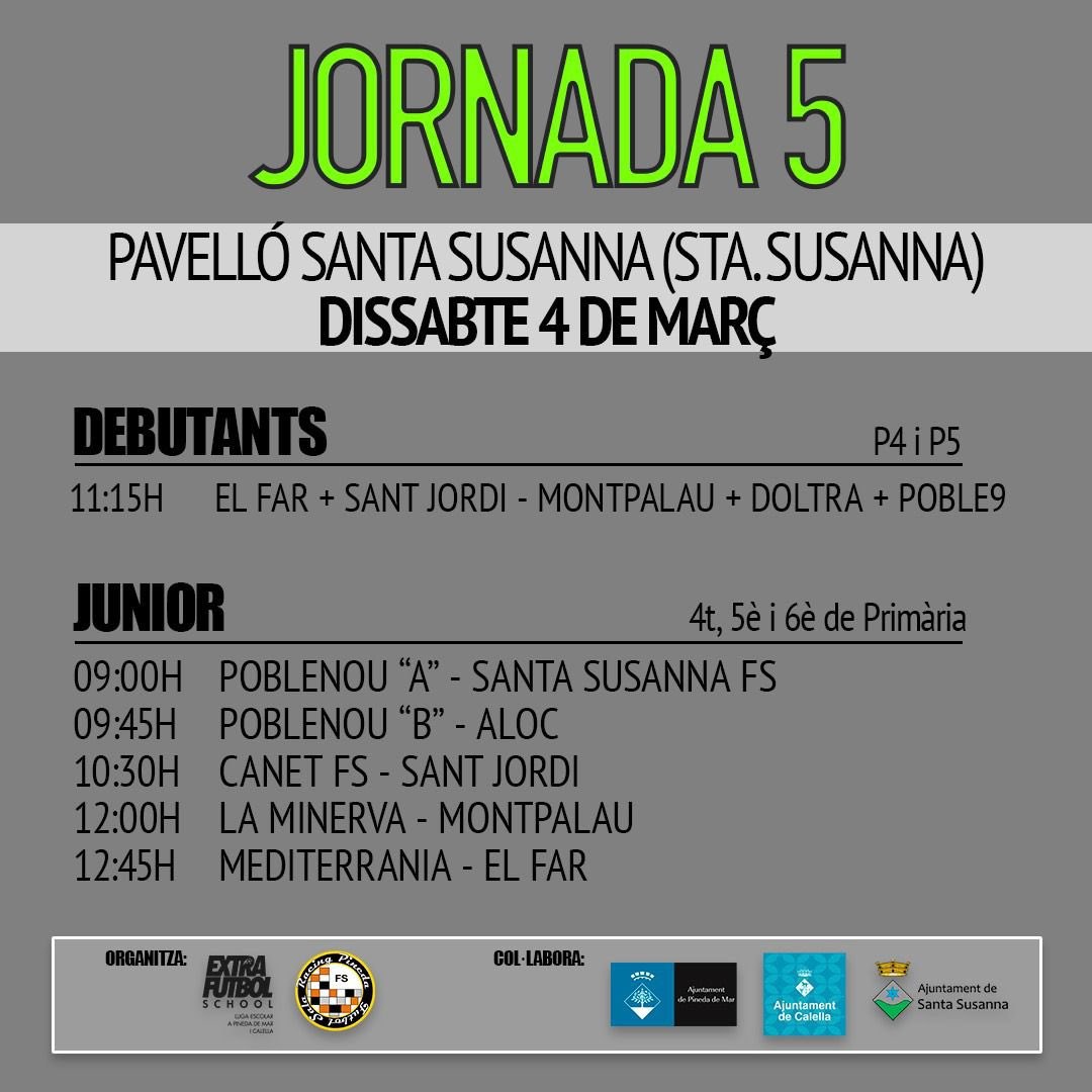 El pavelló Santa Susanna organitza la darrera jornada de la lliga extraescolar de futbol sala.