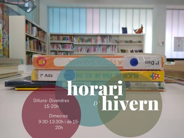 Horaris i serveis de la Biblioteca Vall d'Alfatà - Hivern 2020.