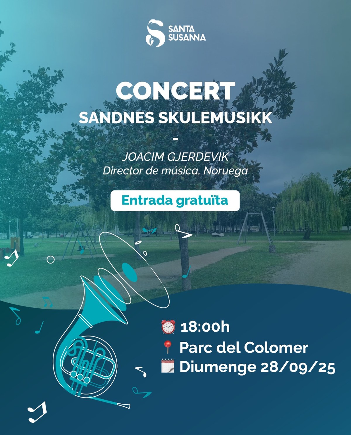 La Banda d’Instruments de Vent Sandnes Skulemusikk, procedent de Masfjorden (Noruega), farà sonar la seva música al Parc del Colomer.