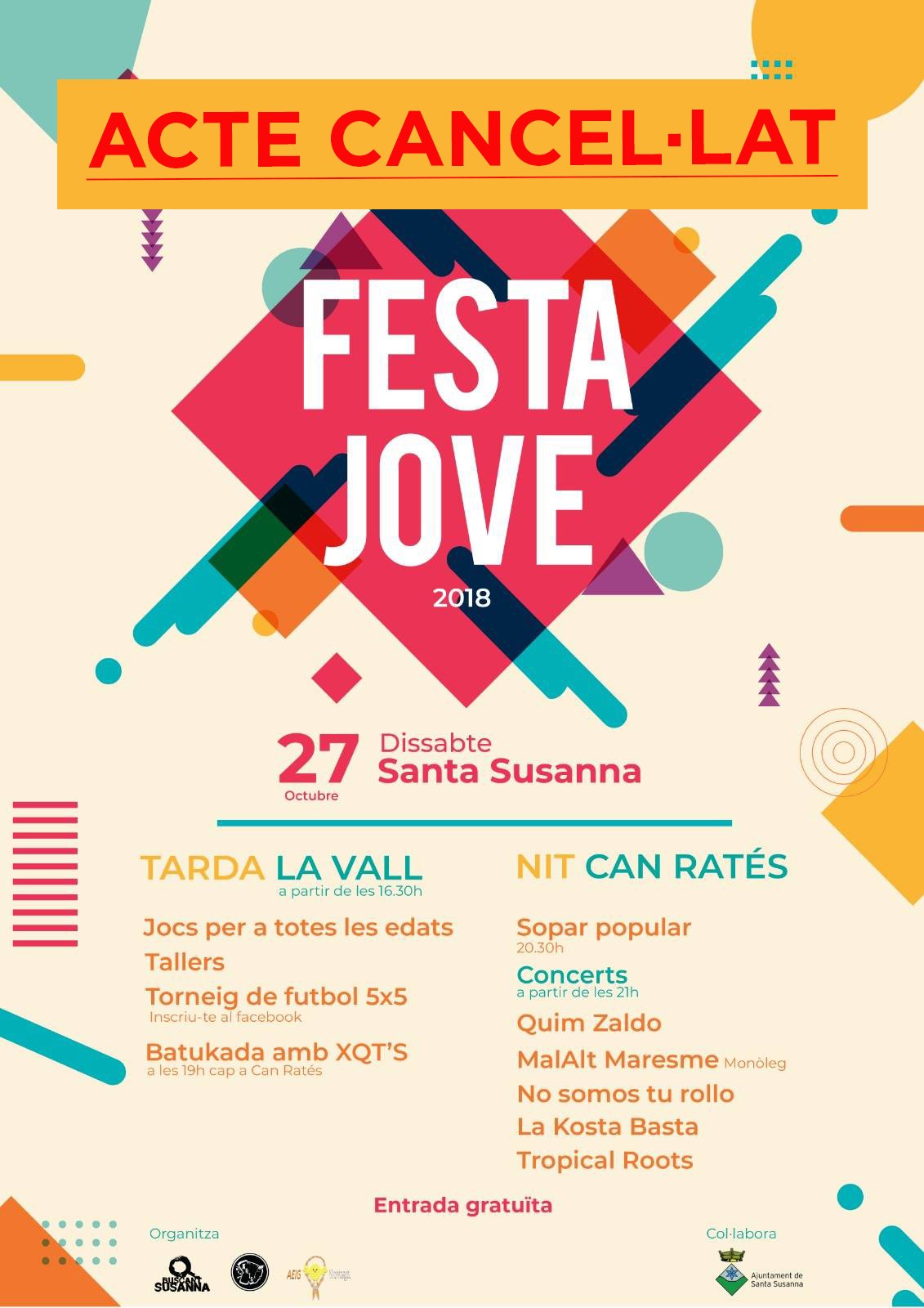 La previsió de pluja fa ajornar la Festa Jove.
