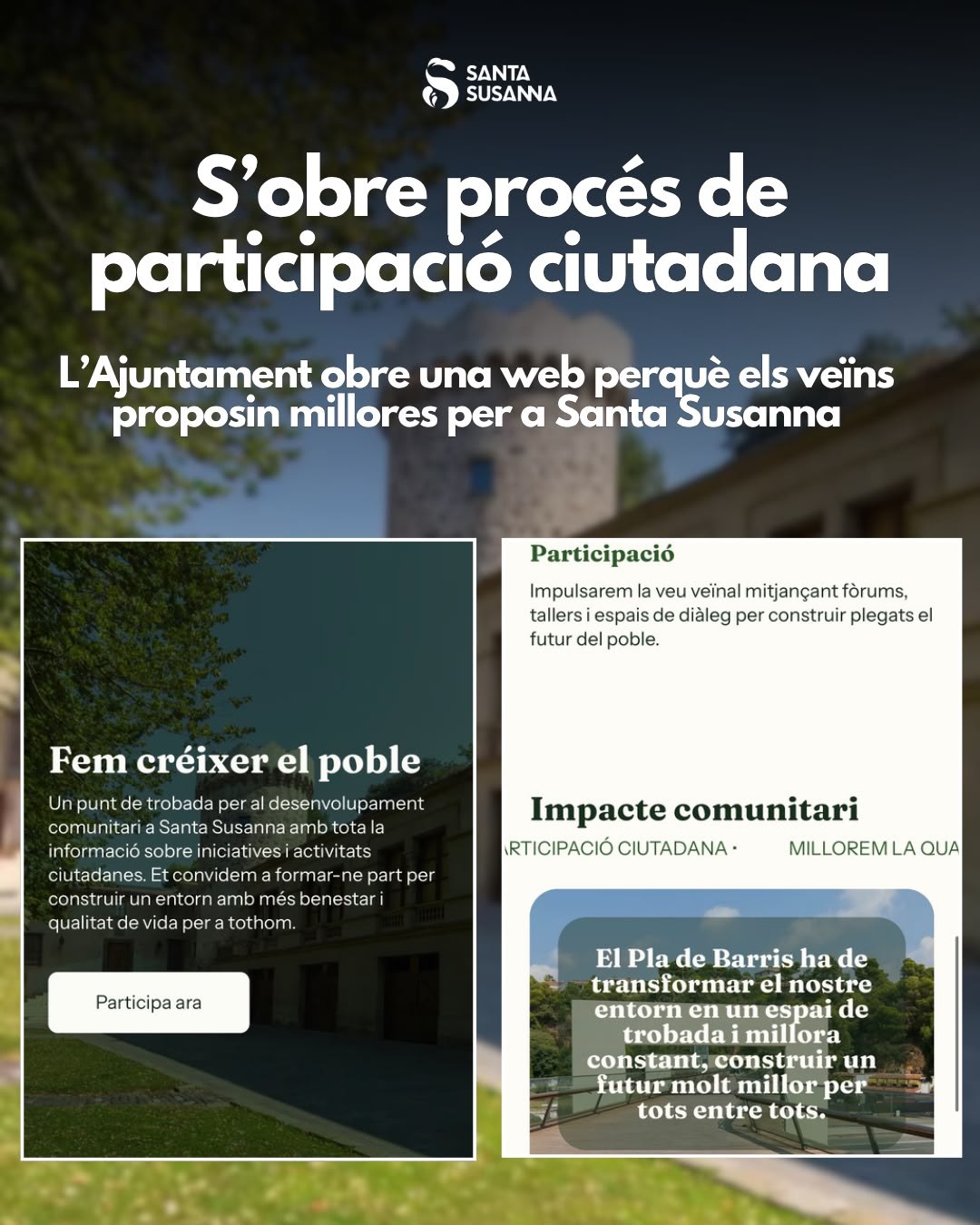 L’Ajuntament obre una pàgina web perquè els veïns facin propostes per millorar Santa Susanna.