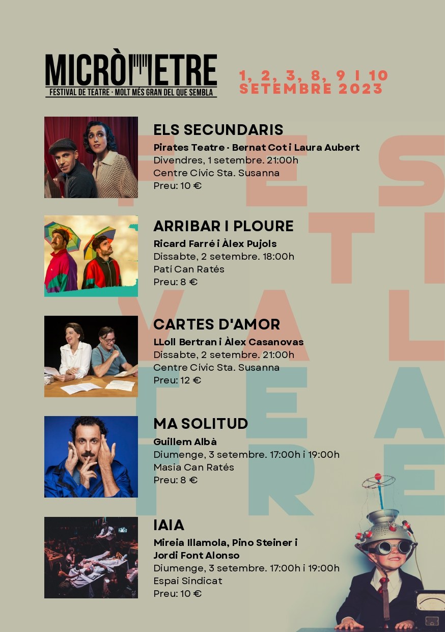 Lloll Bertran, Àlex Casanovas, Guillem Albà i Pep Plaza són els plats forts del Festival Micròmetre de teatre de Santa Susanna.