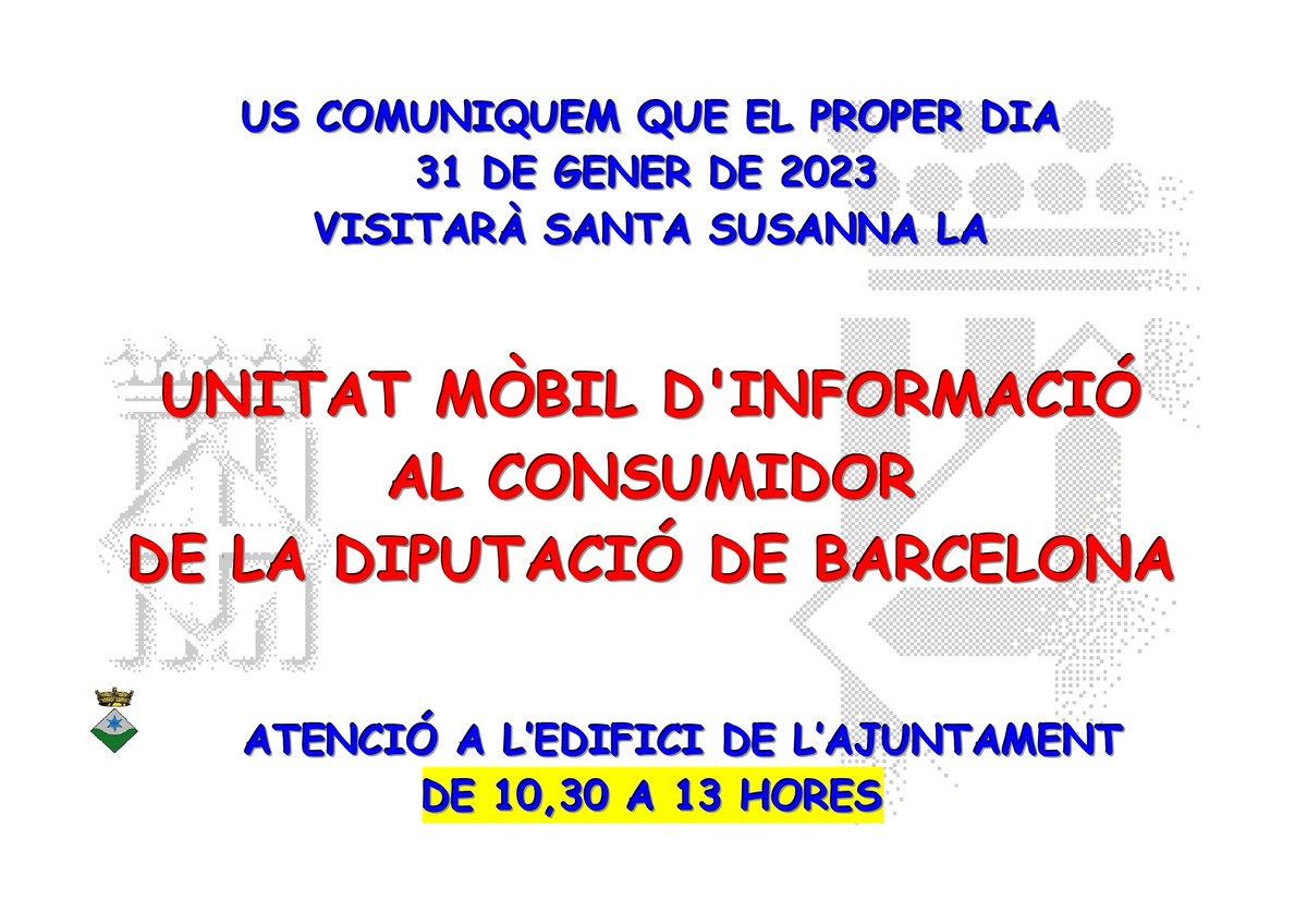 L'Unitat Mòbil d'Informació al Consumidor de la Diputació de Barcelona torna a Santa Susanna.