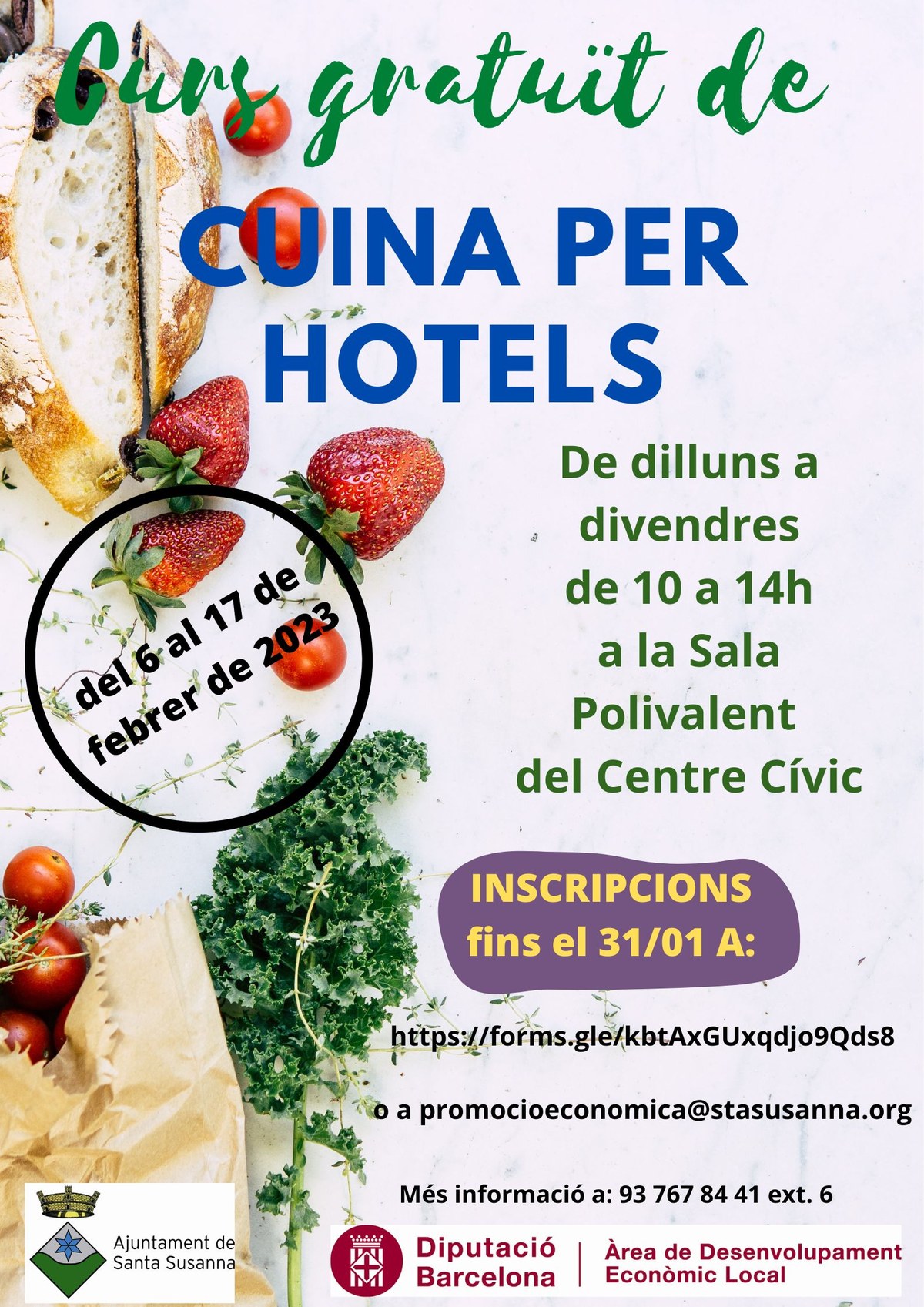 Nou "curs gratuït de cuina per hotels".