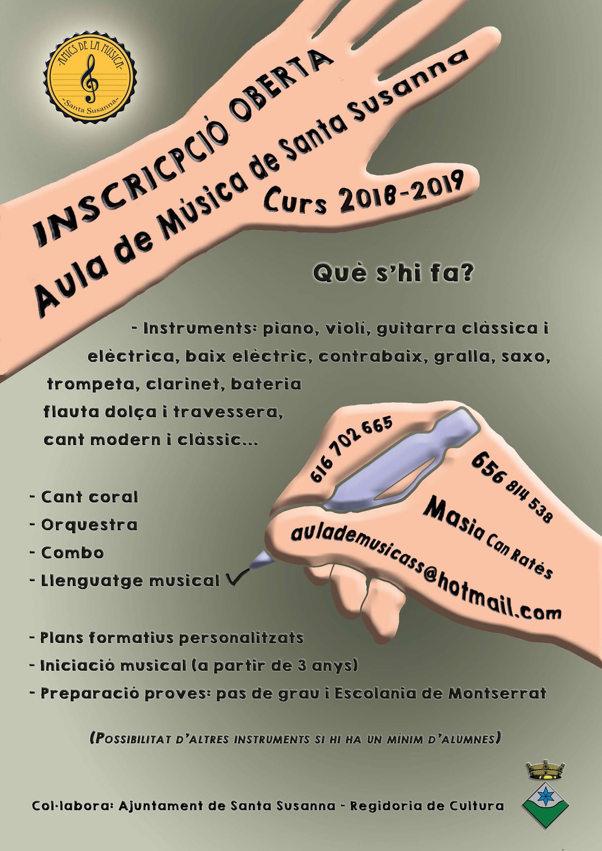 Obert el període d'inscripcions a l'aula de música pel curs 2018-2019.