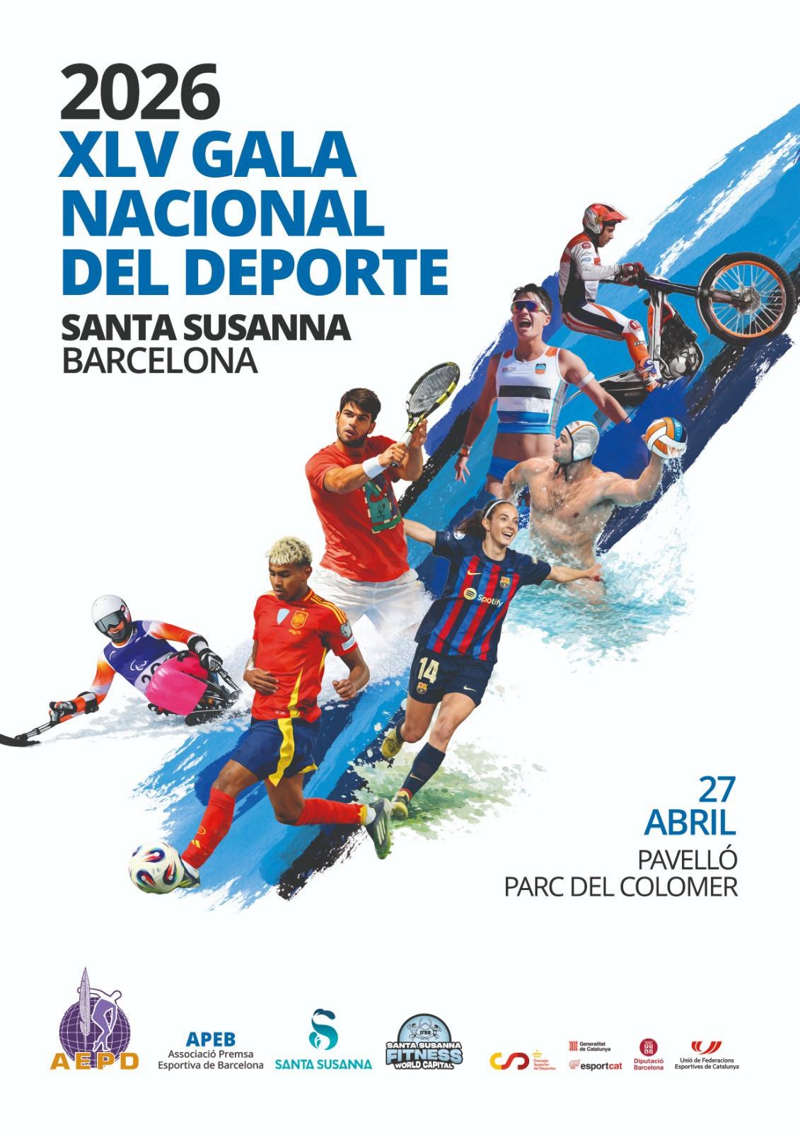 Santa Susanna reunirà el 27 d’abril els millors esportistes catalans i espanyols a la XLV Gala Nacional del Deporte 2026.