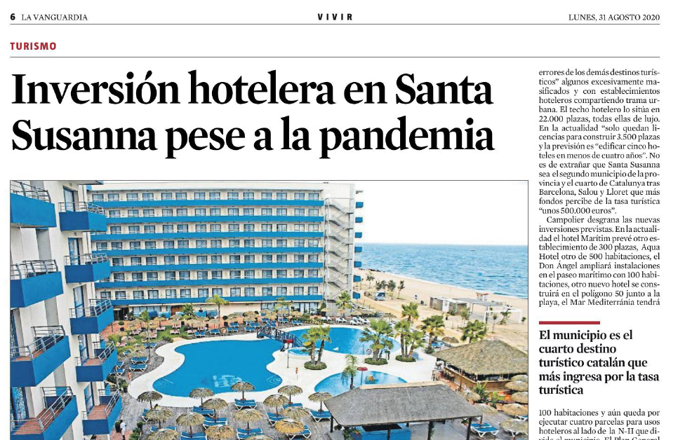 Semàfor verd de La Vanguardia per al sector turístic de Santa Susanna.