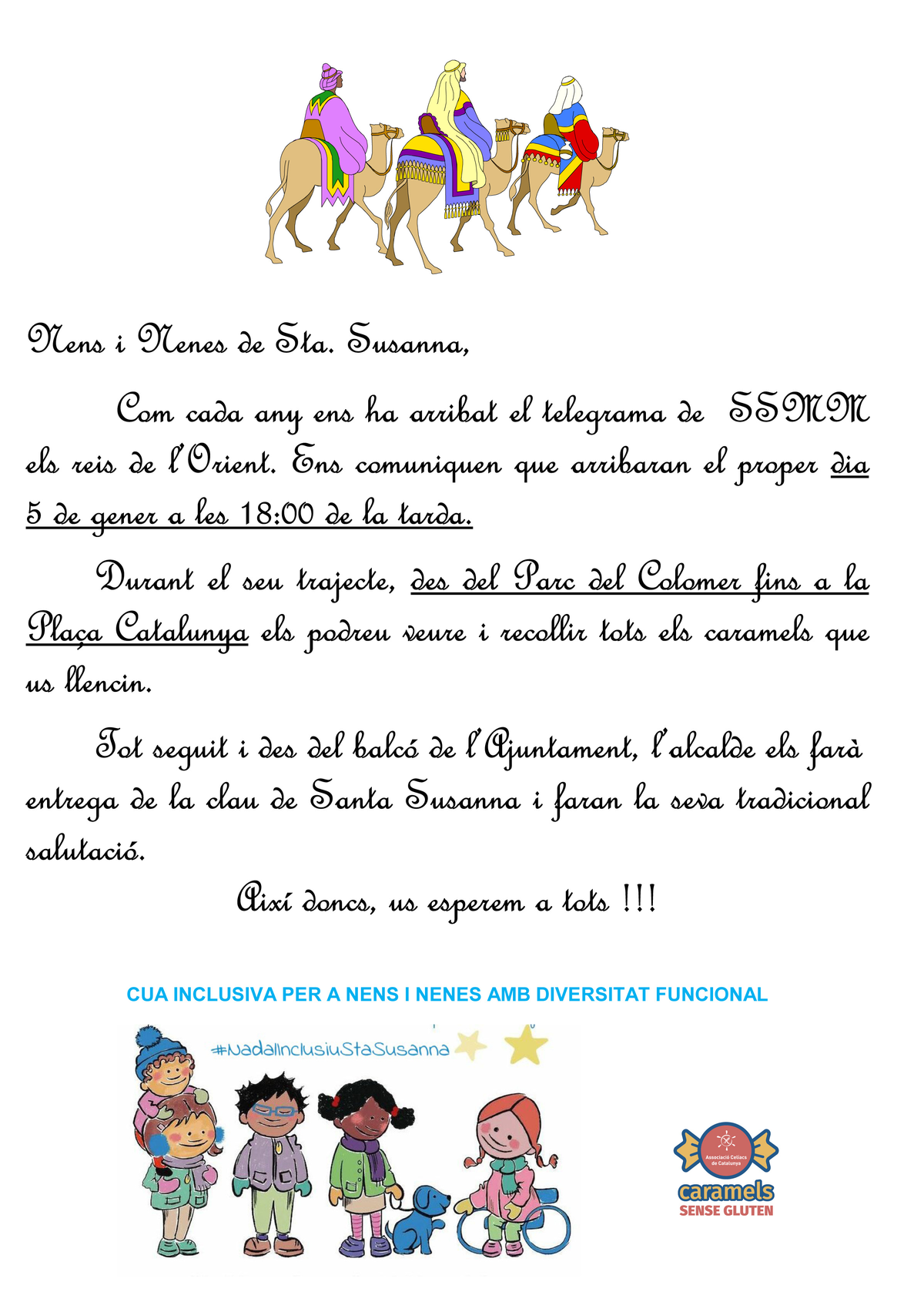 SSMM els reis d'Orient arriben a Santa Susanna.