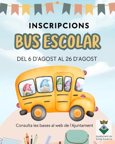 Cartell per a la sol·licitud de bus escolar