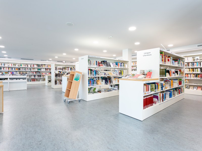 Estanteries amb el fons bibliogràfic