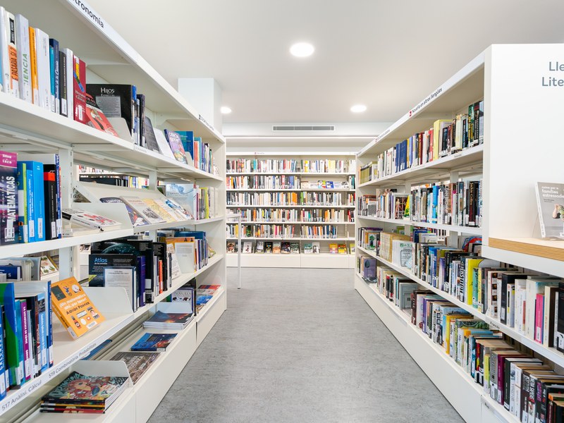 Estanteries amb el fons bibliogràfic