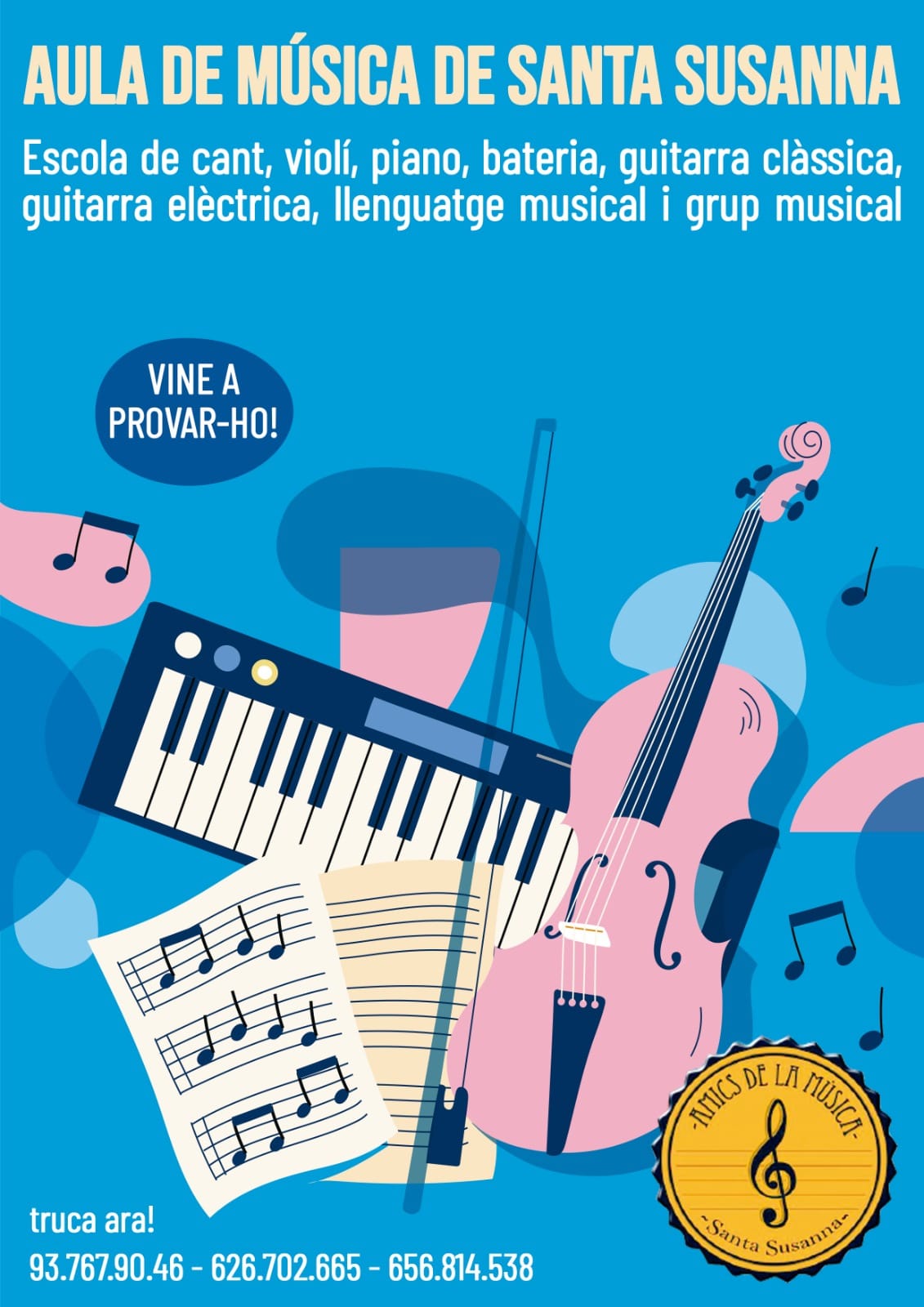 Cartell de l'oferta de l'Aula de Música de Santa Susanna